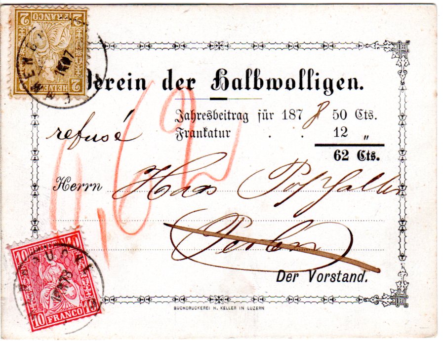 Schweiz 1873, 2+10 C. auf attraktiver Nachnahme Karte v. Emmenbrücke | eBay Schweiz 1873, 2+10 C. auf attraktiver Nachnahme Karte v. Emmenbrücke | eBay